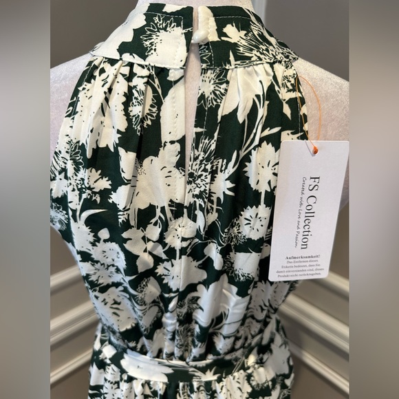 NWT Women's Halter Neck Maxi Layer Dress in Green & Floral Print - Picture 6 of 13